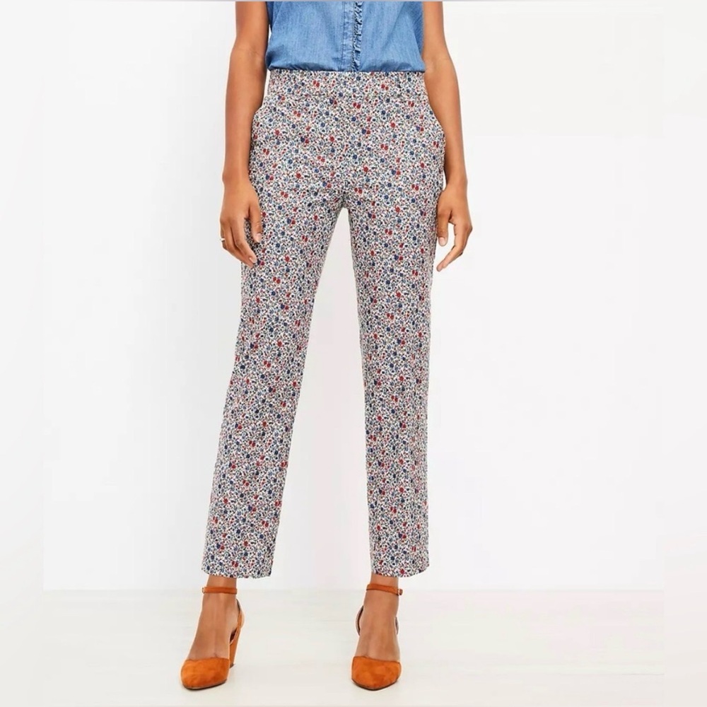 Ann Taylor Loft Riviera Slim Floral Mid Rise Print Ankle Pants 6 EUC